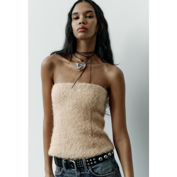 Zara Tops - Zara Fuzzy Teddy Tube Top